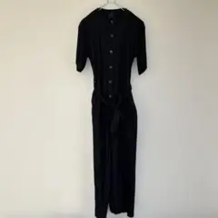 【S】無印　ヘンプ混ストレッチジャンプスーツ