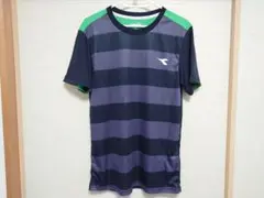 ディアドラ ストライプ Tシャツ ブラック/グリーン サイズМ