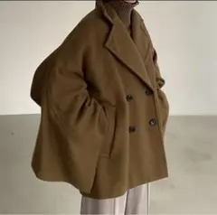 CLANE BACK FRILL DOUBLE COAT ブラウン