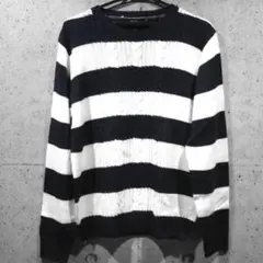 【新品/送料込】★NAVY ボーダーデザインクルーネックセーター★