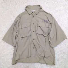 古着　Bimini Bay　フィッシングシャツ　ＸＬ　カーキ　くすみカラー