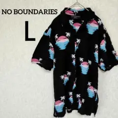 一点物✨NO BOUNDARIES【L】 半袖アロハシャツ ブラック トップス