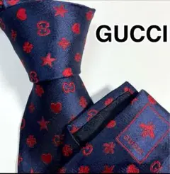 グッチ GUCCI ネクタイ ネイビー レッド BEE 蜂 ハート