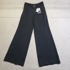 sov. ジャージ生地　ワイドパンツ　黒 蜘蛛バッジ　36 u6867i