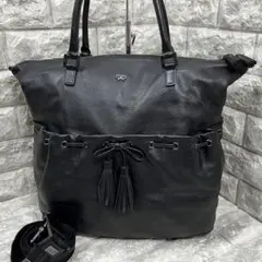 ANYA HINDMARCH 2wayトートバッグ タッセル 大容量 A4可 黒