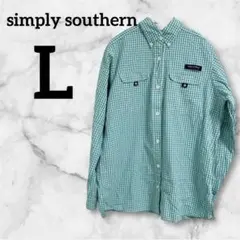 simply southern L ターコイズチェックシャツ