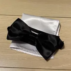 黒　蝶ネクタイ　白チーフ　セット