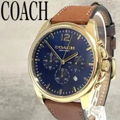 稼動品　COACH コーチ　クロノグラフ　ゴールド　ケース　ネイビー　腕時計