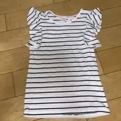 グローバルワーク　ボーダー　フリル　Tシャツ　白黒　130 XL