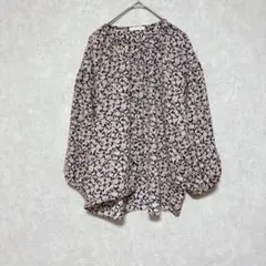 リフラッティシップス　チュニック　長袖　ストレッチ　花柄　ネイビー　ベージュ　S