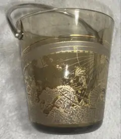 氷入れ　地図デザイン ガラス容器 持ち手付き