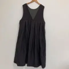 サマンサモスモス　オーバーオールワンピース　Vネック　チャコール　コットン　S