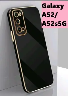 GalaxyA52★黒色ゴールドメッキ風　レンズ保護 Galaxyケース