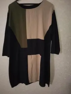 美品【（M~L）INNO CENTEパッチワークデザイン　涼しいワンピース】