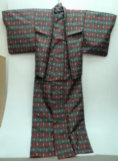 着物 羽織 セット 和装 大島紬? 花柄 黒