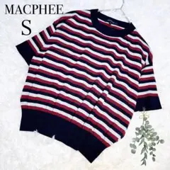 マカフィー/ニット/プルオーバー/ウール100/ボーダー/Ｓ/半袖/美品✨️