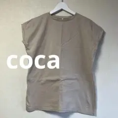 coca コカ Tシャツ ベージュ フレンチスリーブ風 ゆったりシルエット