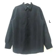 axcess 長袖シャツ 黒 無地 レーヨン混 US古着 ブラック L