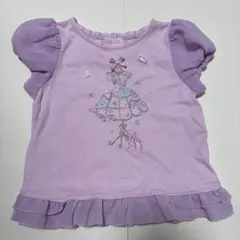 メゾピアノ　薄紫 パフスリーブ Tシャツ