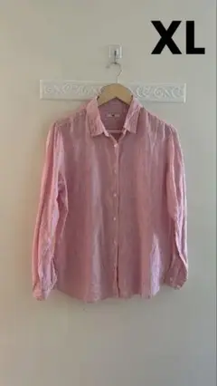 ユニクロ　プレミアムリネンストライプシャツ　長袖シャツ　麻100% XL