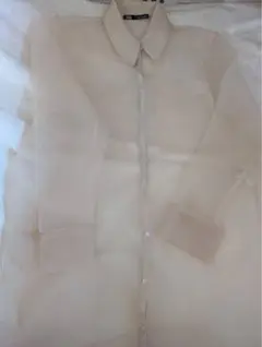 ZARA ベージュ シースルー シャツ M