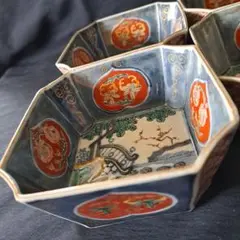 九谷焼　大聖寺伊万里　奇玉宝鼎之珍　金襴手　小千代久　猪口　二十客　GR4824 大聖寺伊万里 色絵 奇玉宝鼎之珍 菊型 五寸皿 - 生活骨董と古布
