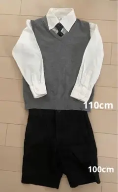 ベスト110cm、ネクタイ付きシャツ110cm、ハーフパンツ100cm 3点