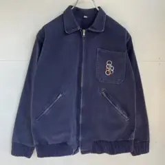 60s ユーロヴィンテージ ジップジャケット ワークジャケット 古着 ネイビー
