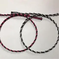 ハンドメイドミサンガ2本セット　アンクレット　BK×ピンク・ライトグレー