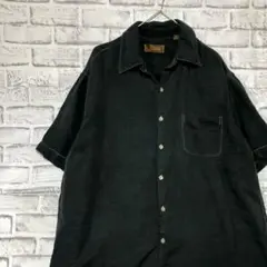半袖シルクシャツ！アロハ　ブラックL 731