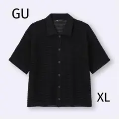 【新品未使用タグ付き】　GU 透かし編みニットシャツ　XL BLACK