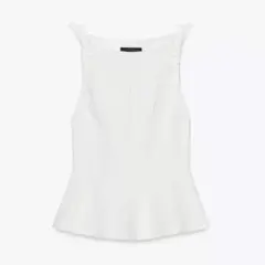 ZARA ペプラムリボントップス ホワイト S