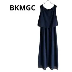 BKMGC ワンピース ロング丈 ノースリーブ ウエストゴム ブラック