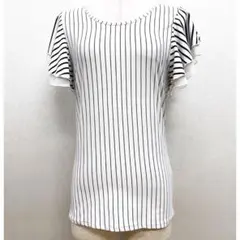 中古 タカダンス レジェンドプロ 白に黒ストライプ トップス サイズM
