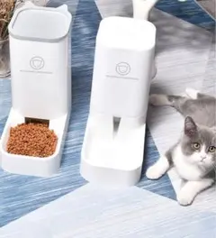 ペット用 餌やり器 給水器 重力式 2個セット 猫 犬【216】D1105
