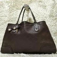 美品✨GUCCI プリンシー グッチシマ トートバッグ リボン ブラウン A4可