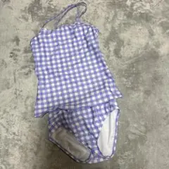 紫と白のチェック柄水着セット