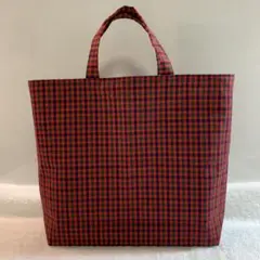 ハンドメイド　ファミリアチェック　たくさん入るトートバッグ