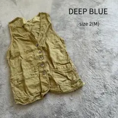 DEEP BLUE リネンベスト 麻ベスト ベスト ノースリーブトップス M