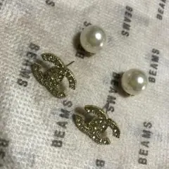 ヴィンテージ シャネルCHANELボタンピアスゴールド