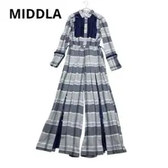 MIDDLA オールインワン チェック サテンタック 異素材