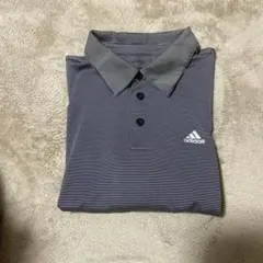 adidas ストライプ ゴルフシャツ Lサイズ
