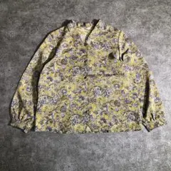 【ヴィンテージ】ボタニカル柄　総柄シャツ　グリーン　古着　ZBS2