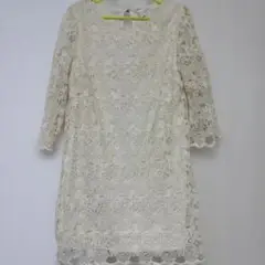 FOREVER21 ホワイト 花柄レース 五分袖チュニック