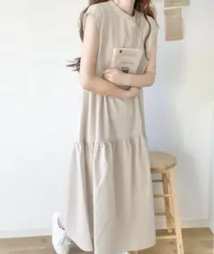 classicalelf バックリボン ティアードワンピース　ベージュ S
