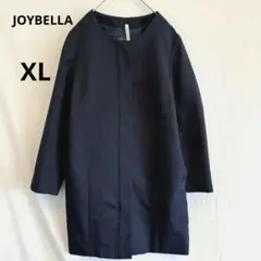 【ジョイベラ】　ノーカラージャケット　ミドル丈　ネイビー　凸凹素材　セレモニー