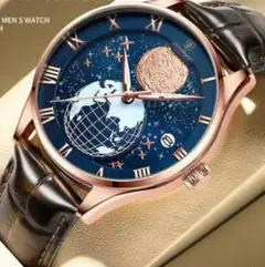w261 シルバー　新品メンズ腕時計　星空宇宙送料無料 クォーツ黒銀☆カジュアル