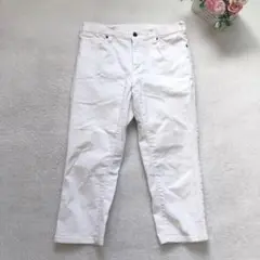 スマイルランド デニムパンツ ホワイト クロップド 大きいサイズ シンプル 白