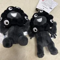 万博　黒ミャクミャクぬいぐるみカラビナ付き座り2体セット