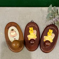 木製フック セット 壁掛け インテリア 昭和レトロ 当時物 うさぎ
